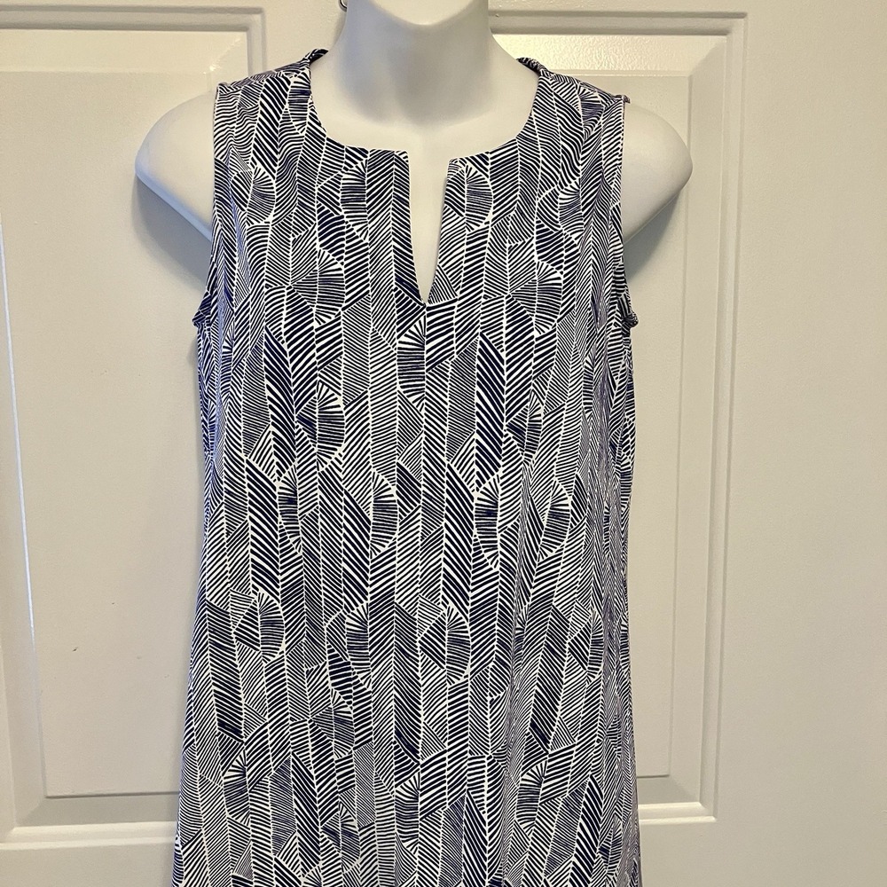 J McLaughlin Sz XS Dress Catalina Blue Floral V Neck Summer Comfort Women's